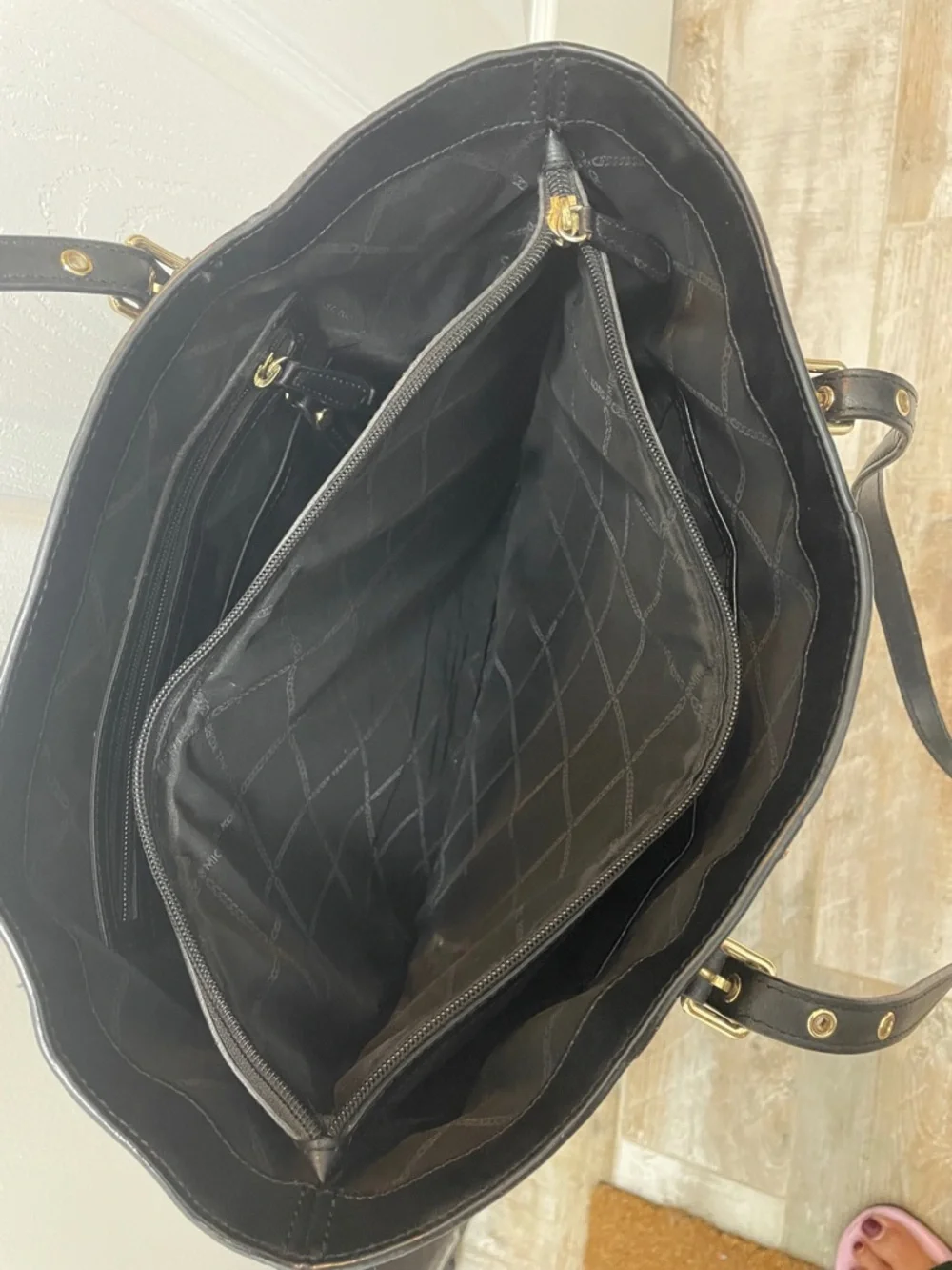 Michael Kors Black & Leopard-Print Studded Tote - Picture 13 of 13